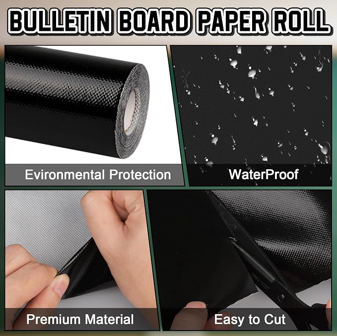 Inkspire Black Bulletin Board Paper Roll, 14.8FTx18.5IN Large Reusable - Image 3