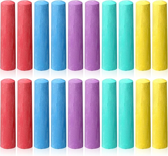 20 Pcs Sidewalk Chalks for Kids Non Toxic Jumbo Chalk for Party Gift Outdoor Art Classroom Play Painting (Multicolor)
