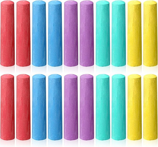 20 Pcs Sidewalk Chalks for Kids Non Toxic Jumbo Chalk for Party Gift Outdoor Art Classroom Play Painting (Multicolor)