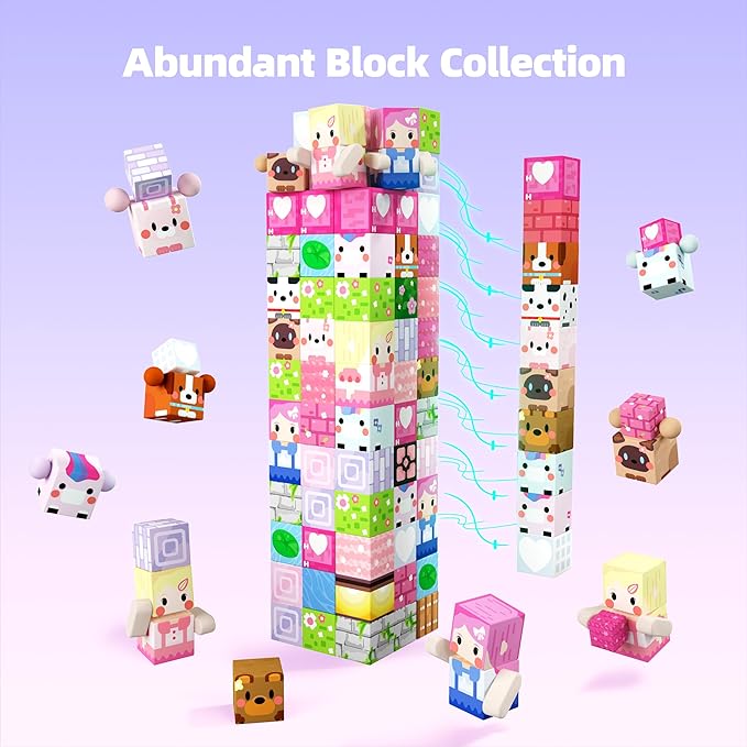 GobiDex 100PCS Magnetic Blocks Kid Building Toys for 3+ Years Old Girls, Upgraded STEM Sensory Gifts for Princess, Kids Magnets Game for Toddler