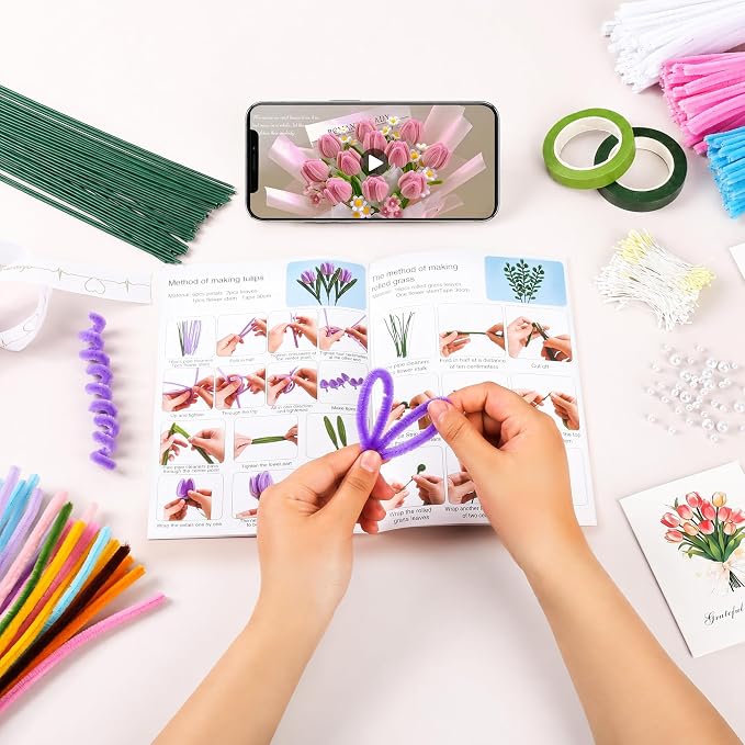 800 PCS Pipe Cleaners Craft, Pipe Cleaners Flowers Kit - Image 3