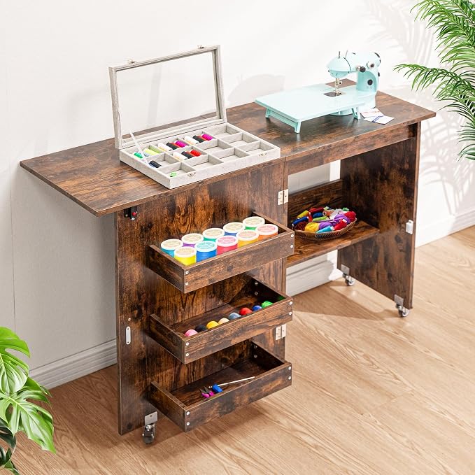 VIVOHOME Folding Sewing Table for Sewing Machine, Sewing Desk - Image 7
