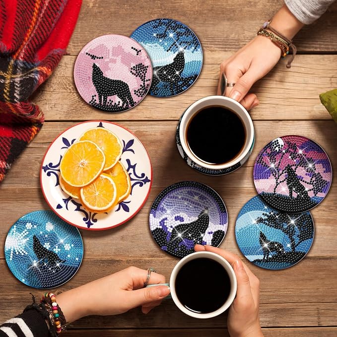 Cumule 8 Pcs Wolves Diamond Art Coasters Kits - Image 5