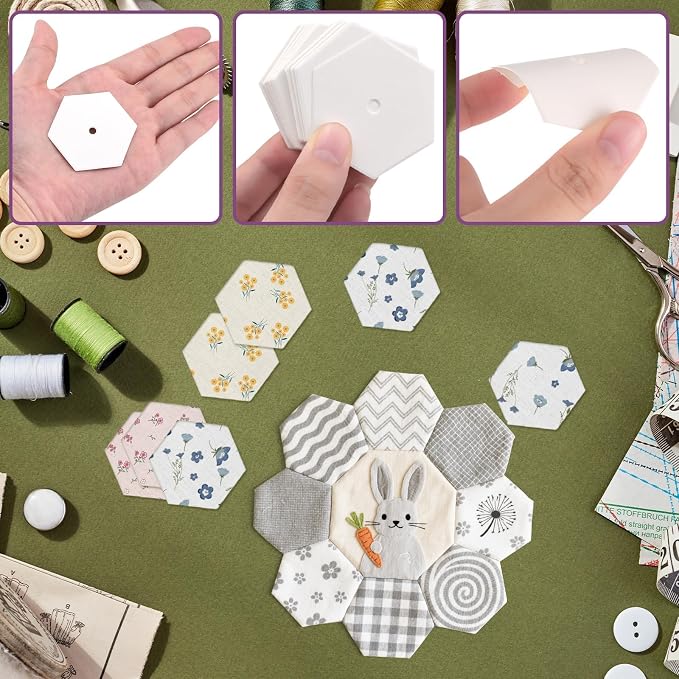 1000 PCS Hexagon Piecing Paper Templates, Quilting Templates Accessories - Image 3