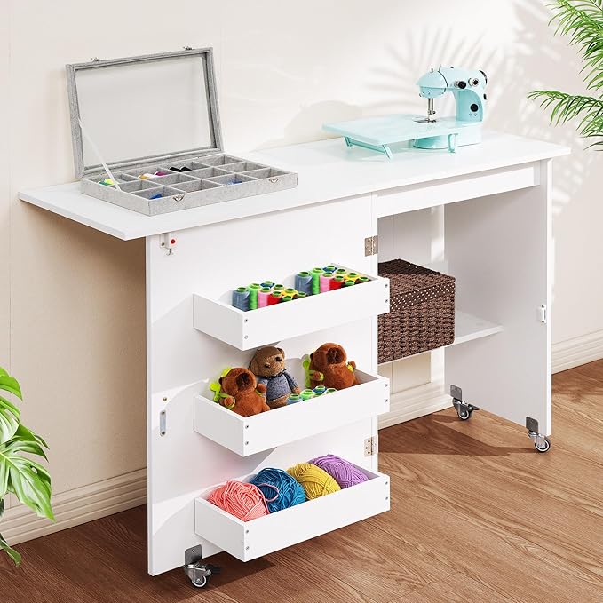 VIVOHOME Folding Sewing Table for Sewing Machine, Sewing Desk - Image 7