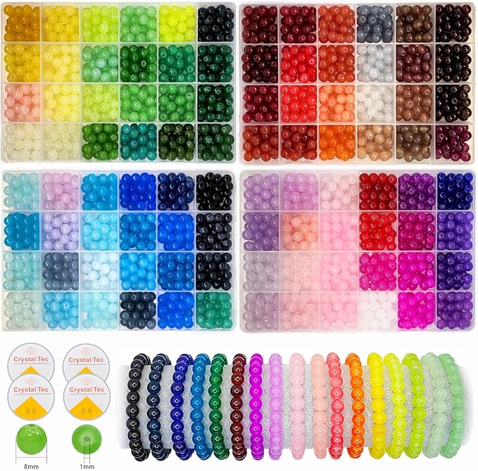 2500PCS 8mm Glass Beads Bracelet Making Kit, 96 Colors Crystal Beads by Gaspletu