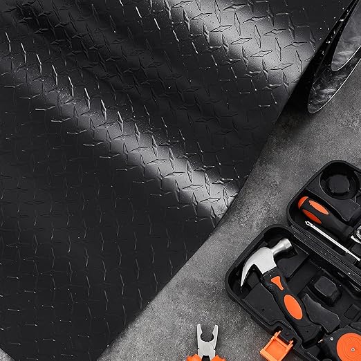 1pcs Diamond Plate Sheet Metal Heavy Duty Tread Aluminum Sheet Diamond Tread Plate for Wall Covering, Cargo Trailer, RV and More (24'' X 120'' X 0.06'',Black)