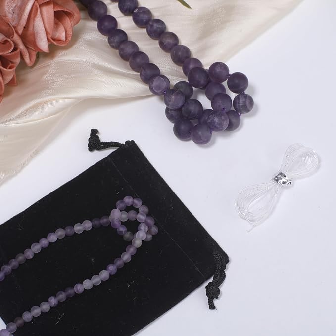10mm Matte Amethyst Bead, 15-Inch Matte Round Loose Stone Beads - Image 2