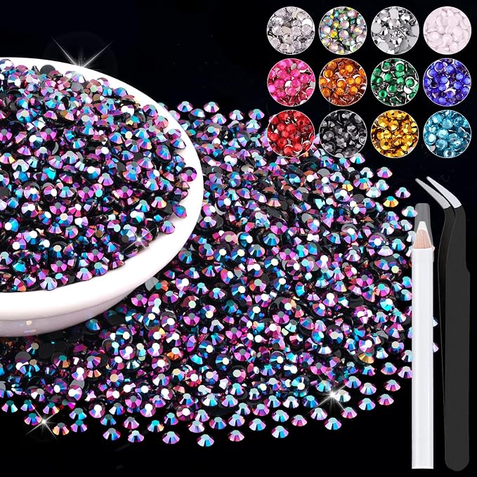 12000PCS 2mm Resin Jelly Rhinestones in Bulk, Bedazzling Flatback Crystals by BELLEBOOST