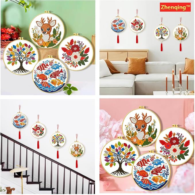 Zhenqing 4 Pack Nature Stamped Cross Stitch Kit - Image 10