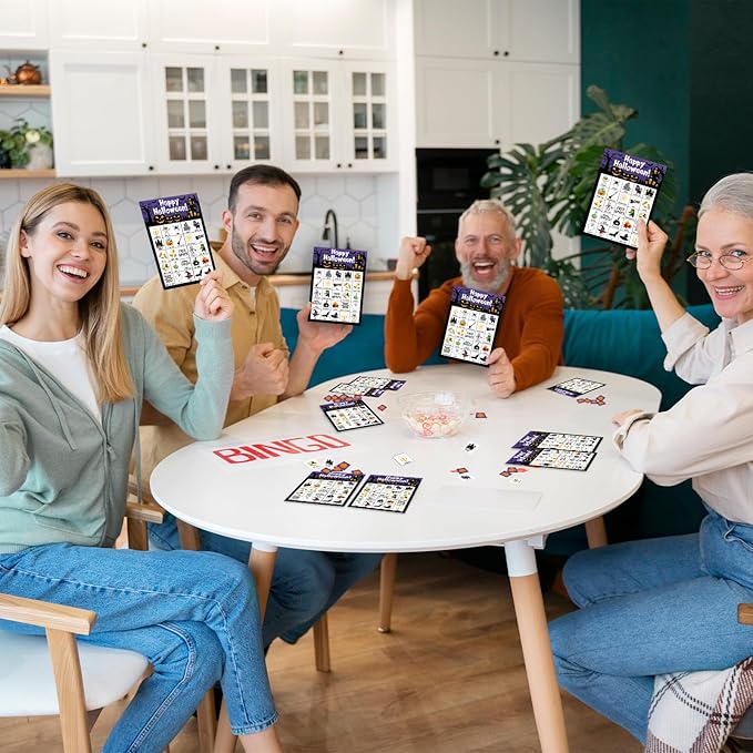 Halloween Bingo Game Cards, 24 Players Halloween Bingo Game for Teens Adults, Holiday Party Favors Supplies