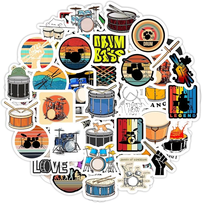 BulbaCraft Drum Stickers for Water Bottle and Laptop by BulbaCraft