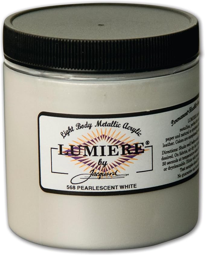 Jacquard Lumiere 8oz Fabric Paint Pearlescent White by Jacquard