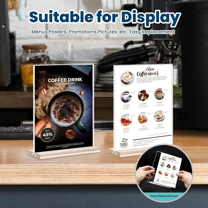 Acrylic Sign Holder, 15 Pack Vertical Clear Table Menu Display, Double Sided - Image 7