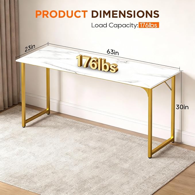 PayLessHere | 63 Inch Computer Desk | White Gold | Office Desk - Image 3
