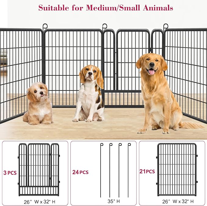 Dog Playpen Outdoor Dog Fence for Yard, 32inch 24 Panels Dog Pens Outside - Image 7