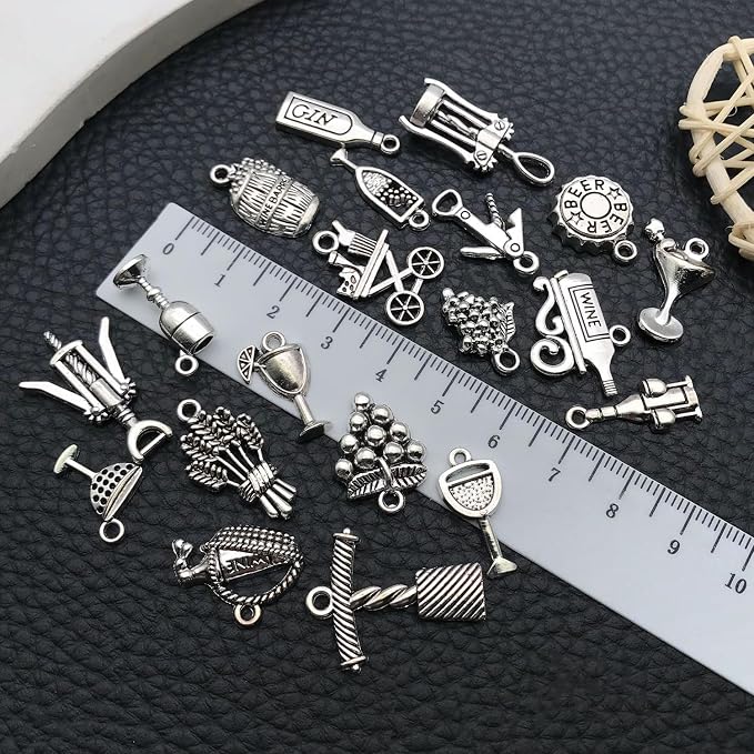 WOCRAFT 60pcs Antique Silver Wine Bracelet Charms - Image 4