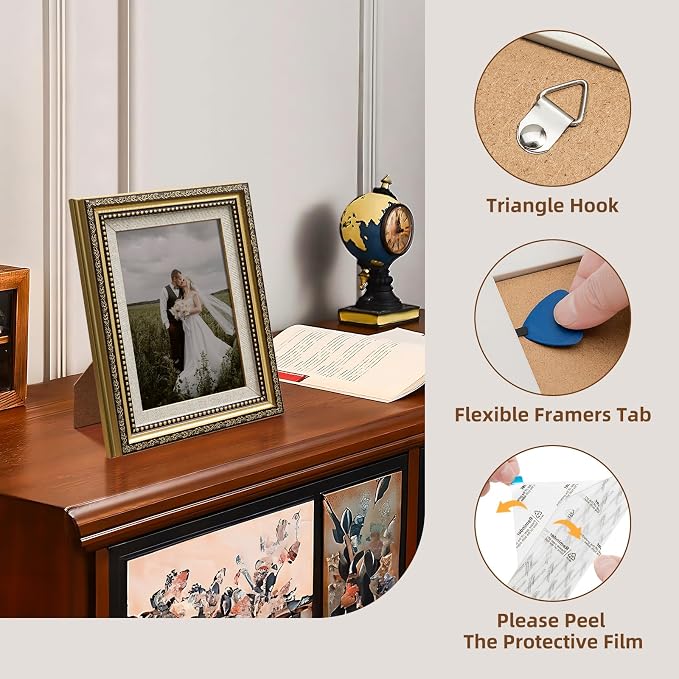 HappyHapi 8x10 Picture Frame Gold, Vintage Frames, 1 Pack | Vintage Picture - Image 4
