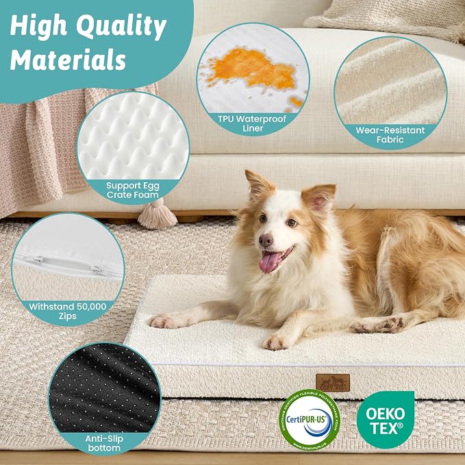 Dog Crate Bed for Large Size Dogs, Rectangular Orthopedic Dog Beds, Foam - Image 5