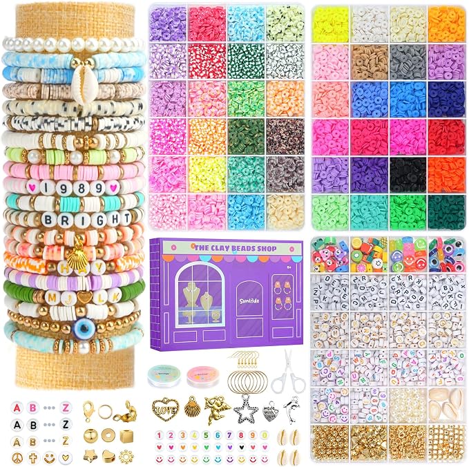 Sunlode Clay Beads Bracelet Making Kit, 3 Boxes 15, Charms and Elastic Strings by Sunlode