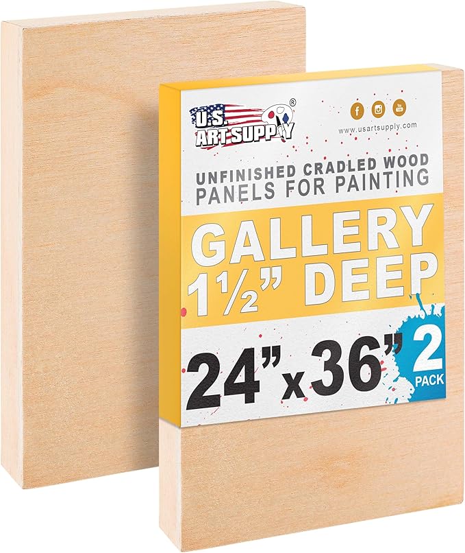 U.S. Art Supply 24" x 36" Unfinished Cradled Wood Panels by USArtSupply