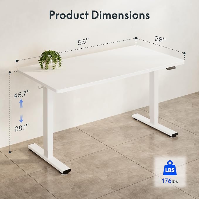 FLEXISPOT Electric Adjustable Workbench, 55x28 Inches Ergonomic Worktable - Image 5