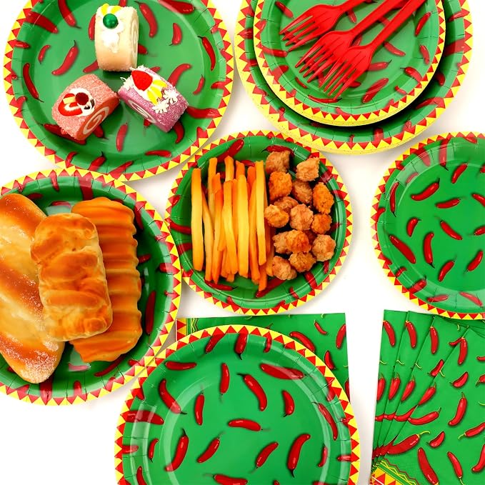 100 Pcs Chili Cook Off Party Plates and Napkins Set Pepper Birthday Decorations - Image 5