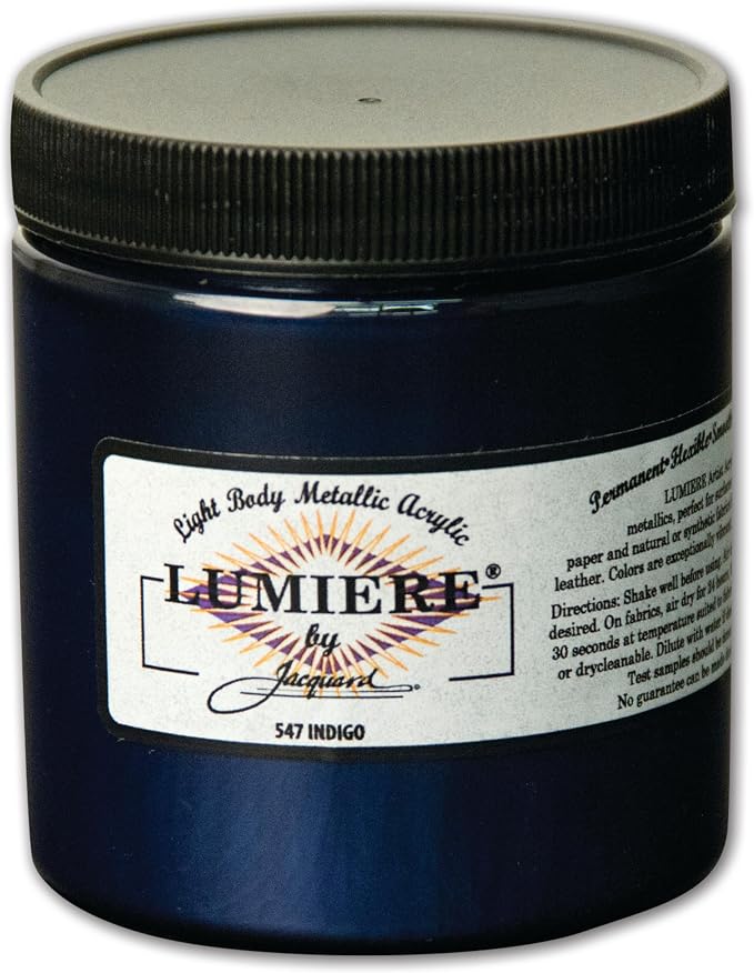Jacquard Lumiere 8oz Fabric Paint Indigo by Jacquard