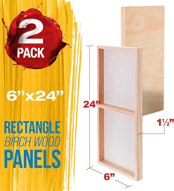 U.S. Art Supply 6" x 24" Unfinished Cradled Wood Panels - Image 2