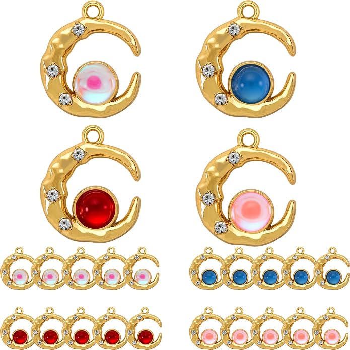 Gold-Tone Moon Charms with Rhinestones by Anjulery