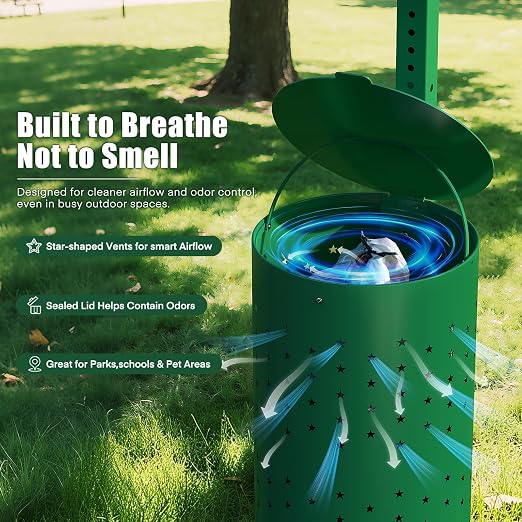 Dog Poop Trash Can Outside for HOA Communities, Durable Rust Proof Aluminum Dog - Image 2