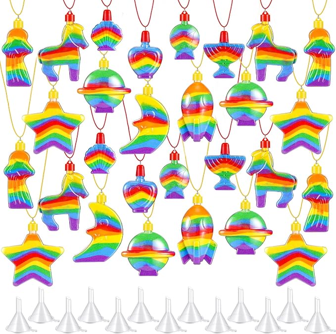 Uiifan 200 Pcs Sand Art Bottle Necklaces Bulk Sand Art Craft Kits by Uiifan