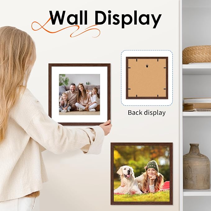 FIXSMITH 12x12 Picture Frame Brown Set of 2, Photo Frame - Image 5