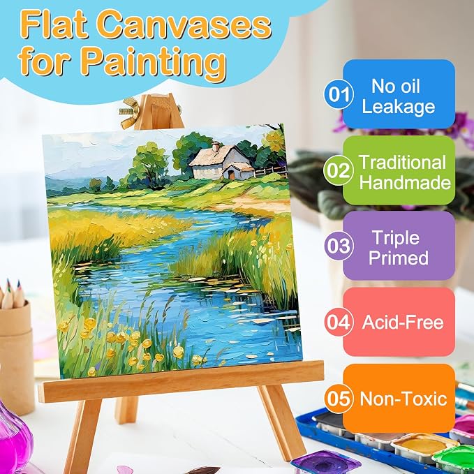 ESRICH Canvas Boards for Painting, 100 Pack Canvases for Painting 4x4 100% - Image 3