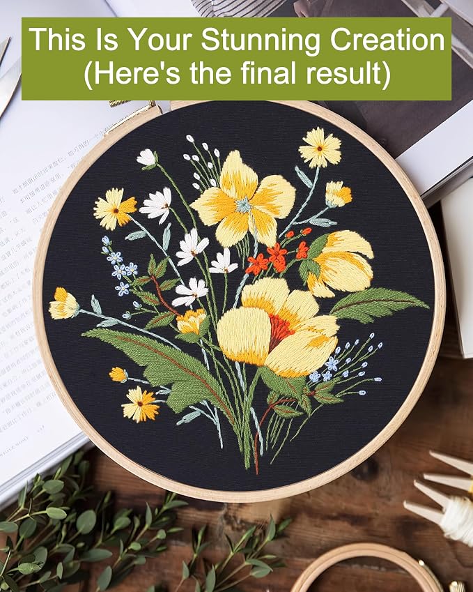 Santune 3 Pack Flower Embroidery Kit - Image 6