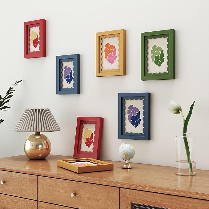 8x10 Picture Frame with Real Glass, Wooden cute 8 x 10 Photo Frame with Wavy Mat - Image 6