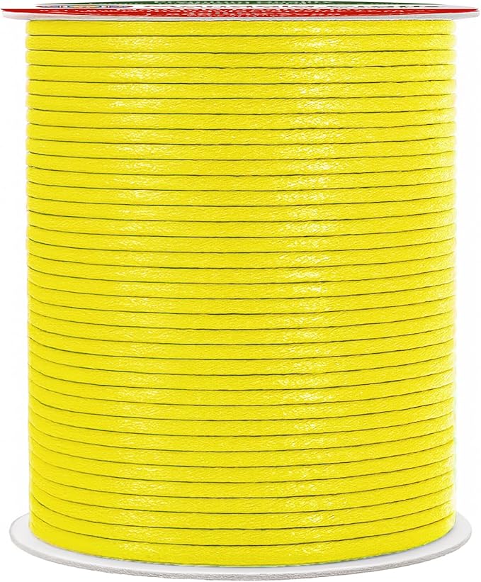 Mandala Crafts 2mm 109 Yards Yellow Cotton Waxed Cord for Jewelry Making Bracelet Cord Waxed String - Beading String Thread Jewelry Cords for Necklaces String
