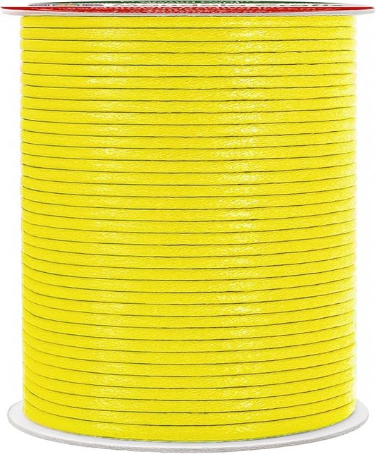 Mandala Crafts 2mm 109 Yards Yellow Cotton Waxed Cord for Jewelry Making Bracelet Cord Waxed String - Beading String Thread Jewelry Cords for Necklaces String
