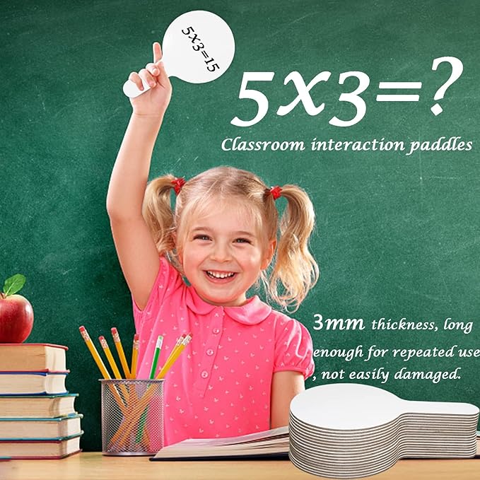 18Pcs Dry Erase Answer Paddles with Markers Thickened Handheld Double Sided Paddles Mini White Boards Small Dry Erase Signs Auction Paddles for Students Classroom Bidding Voting Games