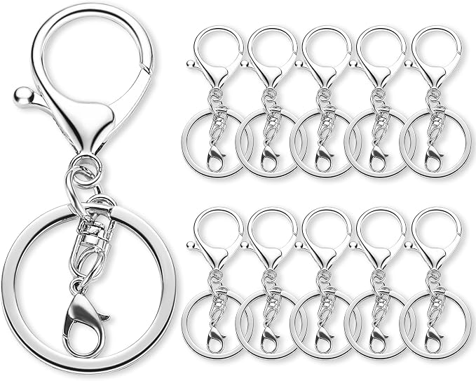 Gkeygo 10 Pack a Set Metal Lobster Claw Clasps and Key Rings, Key Chain by Gkeygo