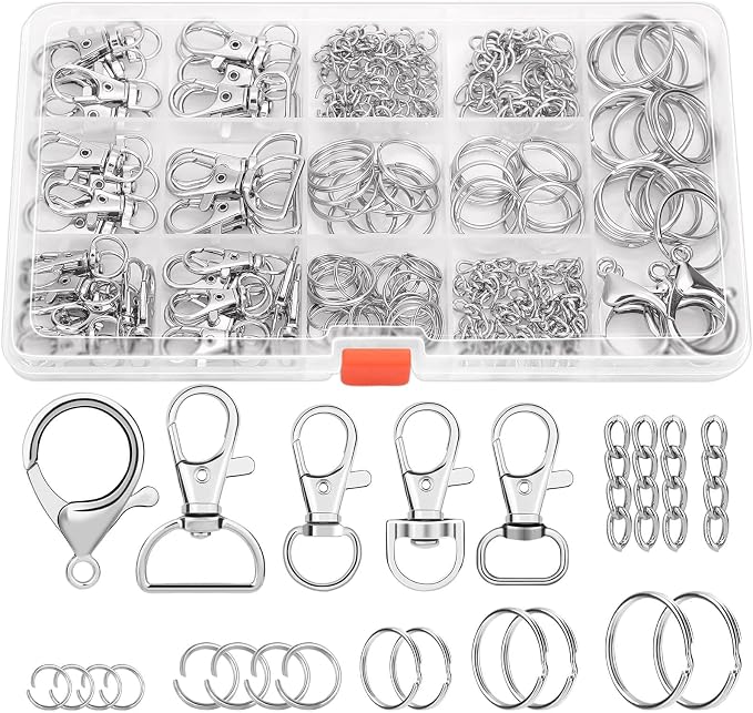 PAXCOO 300PCS Keychain Making Kit, Keychain Craft Supplies Including Key Chain by PAXCOO