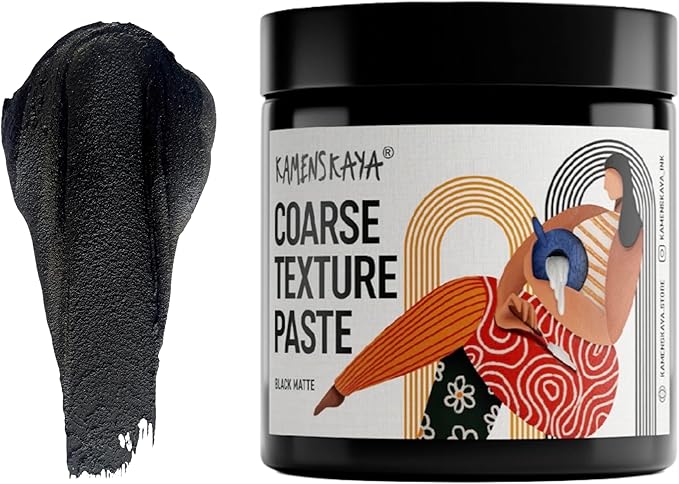KAMENSKAYA Coarse Texture Paste - Modeling Paste Acrylic Medium - Black Matte, 16.9 fl oz (500 ml)