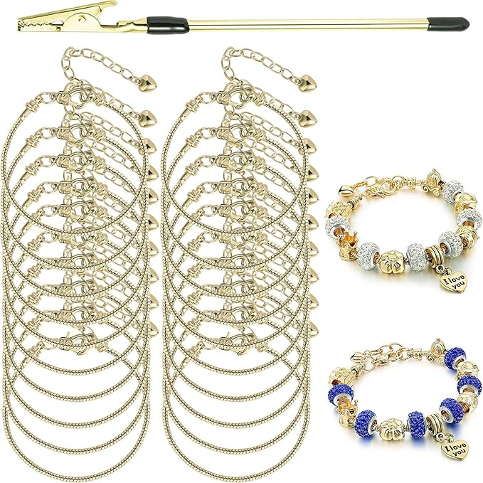 20 Pcs Gold Snake Chain Charm Bracelet Chain by BRACELETMAKINGKIT
