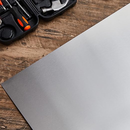 1 Pcs 430 Stainless Steel Sheet Metal 12 x 12 Inches 24GA Metal Plates Panel #4 Brushed Finish Magnetic Mount Board Wall Food Truck Restaurant Crafting Kitchen Floor Trailer Garage Gym