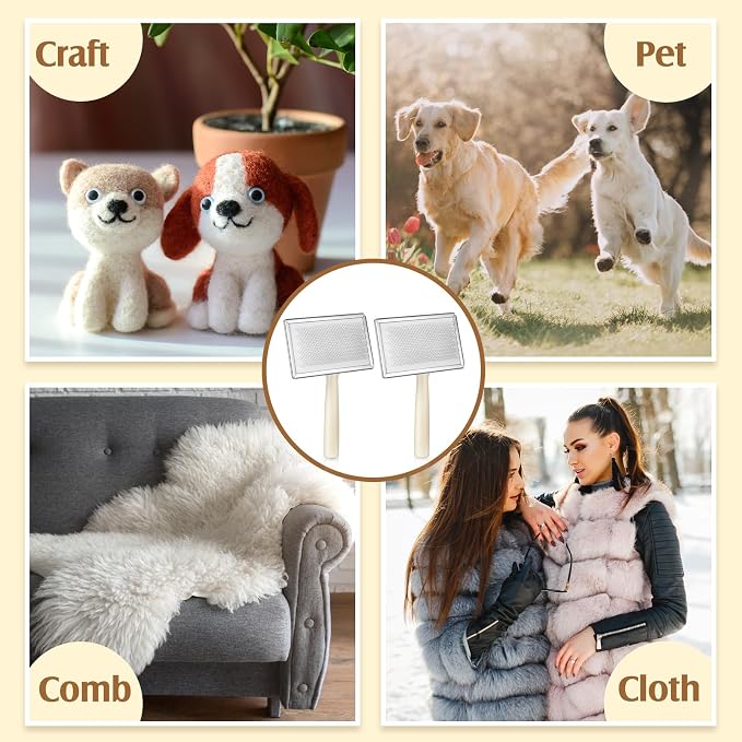 Tessco for you 2 Pcs Wool Carders, Hand Carders for Wool Needle Felting Brush - Image 6