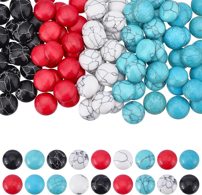arricraft 100 Pcs Cracked Stone Cabochon, 12mm Flatback Gemstones Beads Mixed by ARRICRAFT