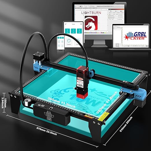 TTS-10 PRO 10000mW Laser Engraver Machine Usongshine 12Pcs DIY Unfinished Wooden Tool Engraving Machine for Usongshine Nema 17 Stepper Motor 42BYGH 500mm Honeycomb Laser Bed (10W)