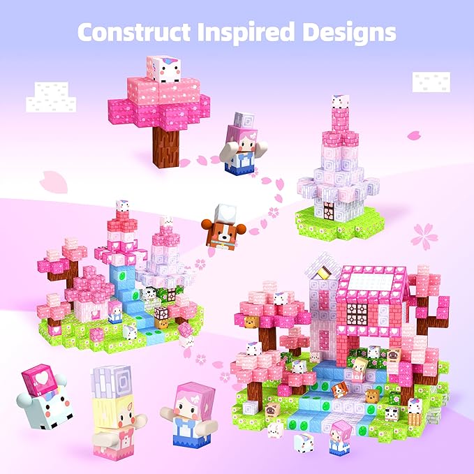 GobiDex 100PCS Magnetic Blocks Kid Building Toys for 3+ Years Old Girls, Upgraded STEM Sensory Gifts for Princess, Kids Magnets Game for Toddler