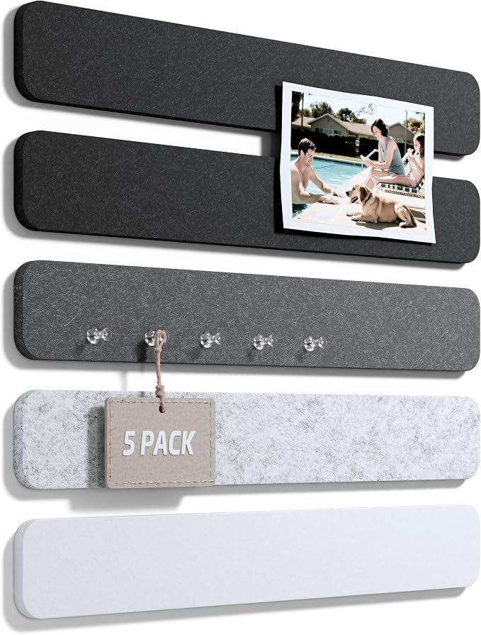 Fluxynara Cork Board Alternative Felt Strip Board 5-Pack 13"x2", Office Pin by FLUXYNARA
