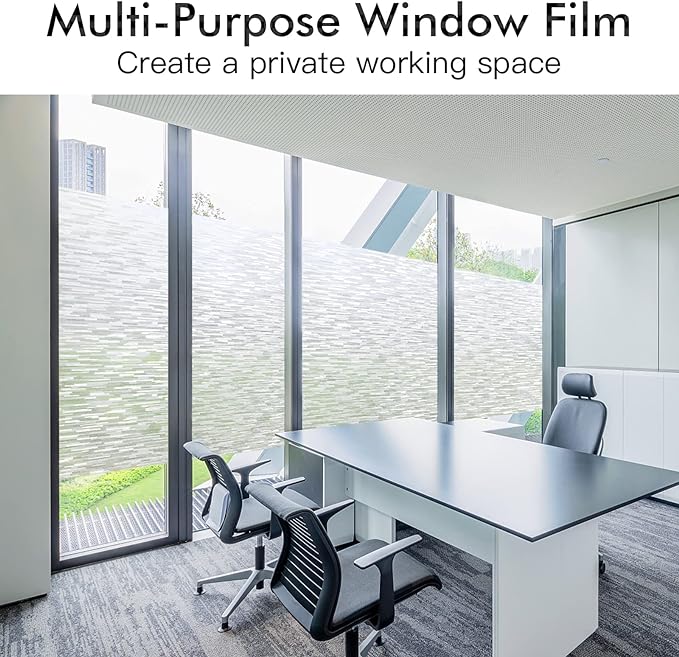 Haton Window Privacy Film, Frosted Glass Static Cling Sun Heat Blocking Window Clings, Frosting Opaque Coverings, Vinyl Removable Stickers Tint for Home Door Office, Non Adhesive 35.4" x 157.4"